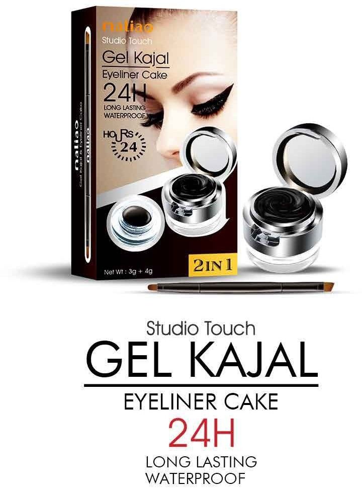 Studios Touch Gel Kajal Eyeliner Cake 24H Long Lasting Waterproof 2In I Net Wt: 3G 4G (black, 4 g)-image-45