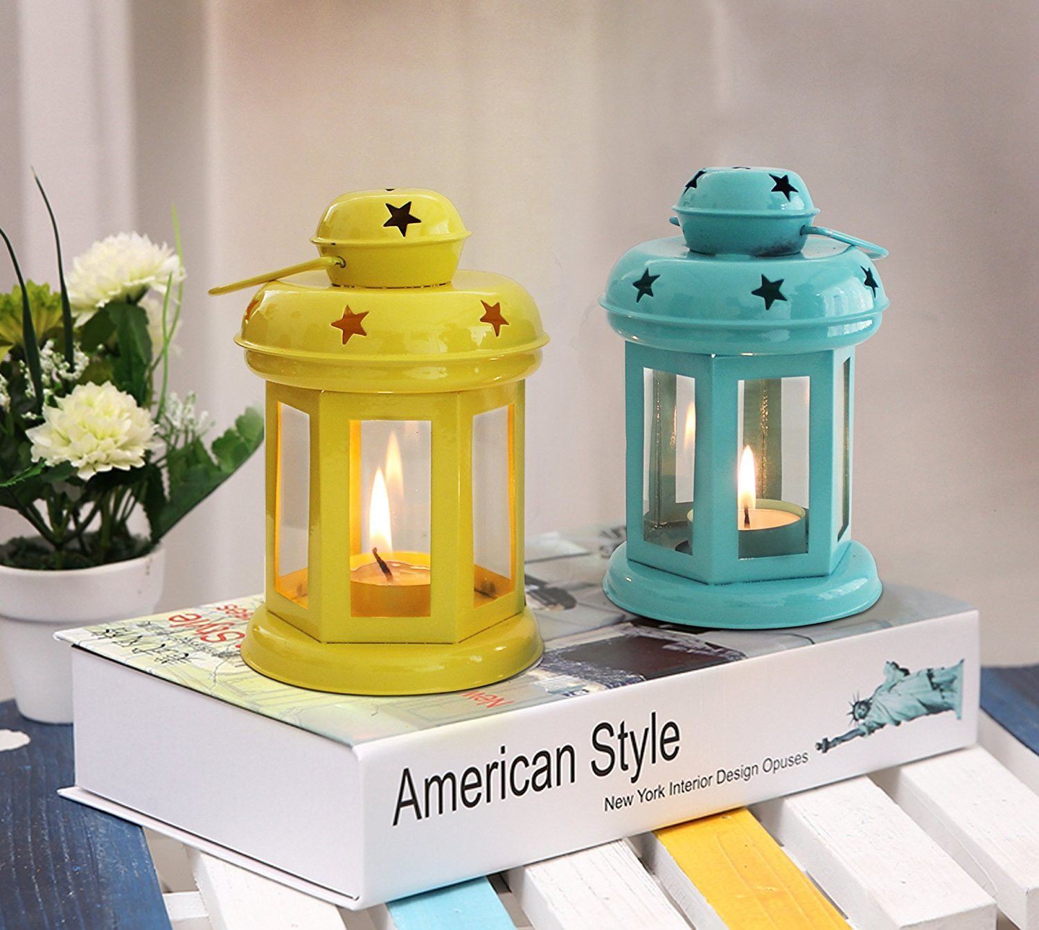 being nawab Yellow, Blue Iron Hanging Lantern-picture-26