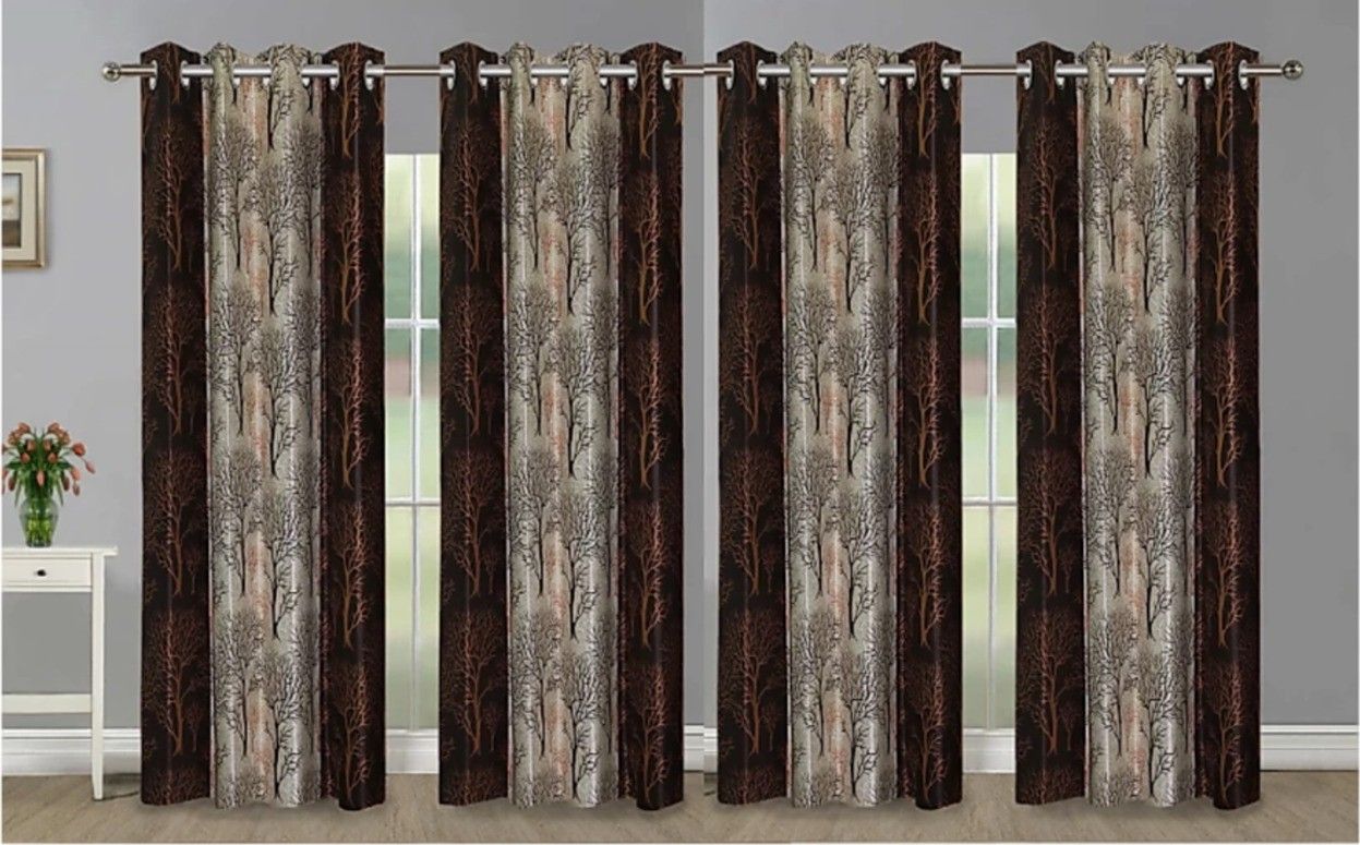 214 cm (7 ft) Door Polyester Semi Transparent Curtain (Pack Of 4)-image-27