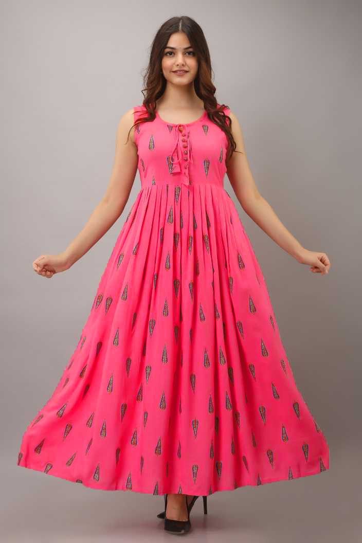 Paisley Rayon Blend Stitched Anarkali Gown-image-44
