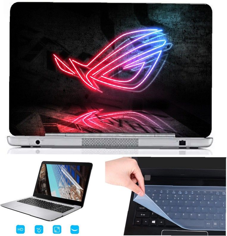 SDM 3in1 laptop accessories combo set , ultra hd printed (GAMING LIGHTS WITH ROG LOGO)laptop skin with key guard , screen guard for all laptops and notebooks (for 15.6 inch laptops) Combo Set-picture-19