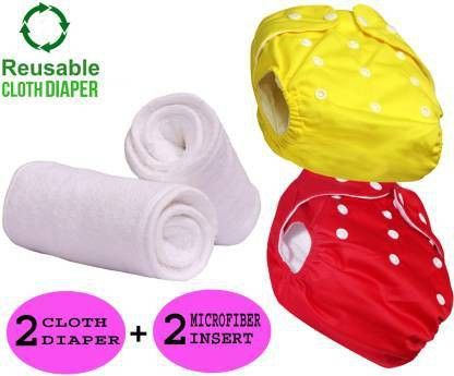 Newborn Baby Reusable Cloth Diapers, Washable Adjustable Infants Diaper Nappies with Inserts, Multi colors- (0-24 Months, Inserts,Pads Included) - Pack/Combo of (2 Cloth Diapers+2 Inserts) 4 Pcs-image-40