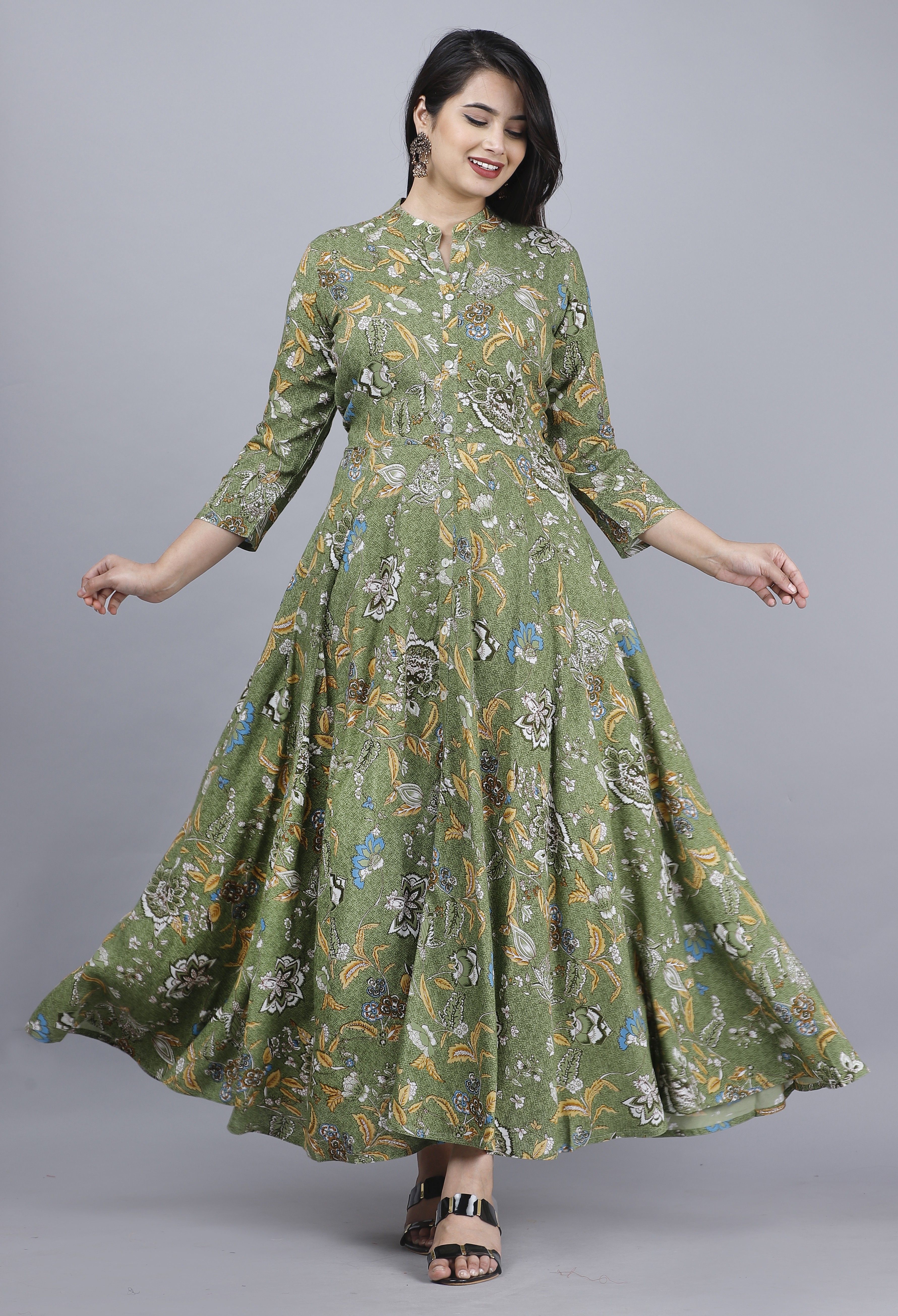 Women Gown Green Ankle Length Dress-image-36