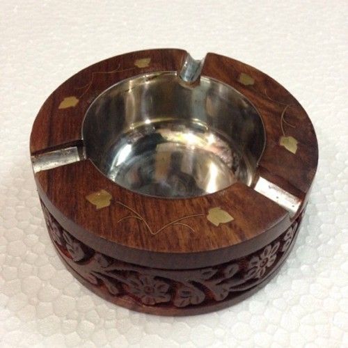 Wooden Ashtray Round for Home Office Car Gifts Brown Wood Ashtray. Brown Wood Ashtray