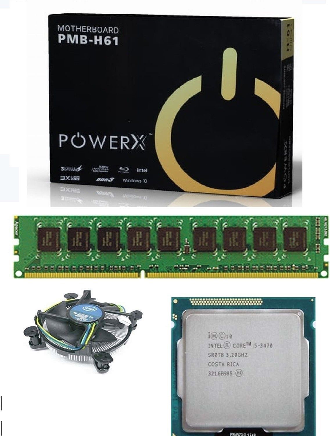 powerx Intel Core I5,H61 Motherboard 8GB RAM DDR3 Combo Motherboard