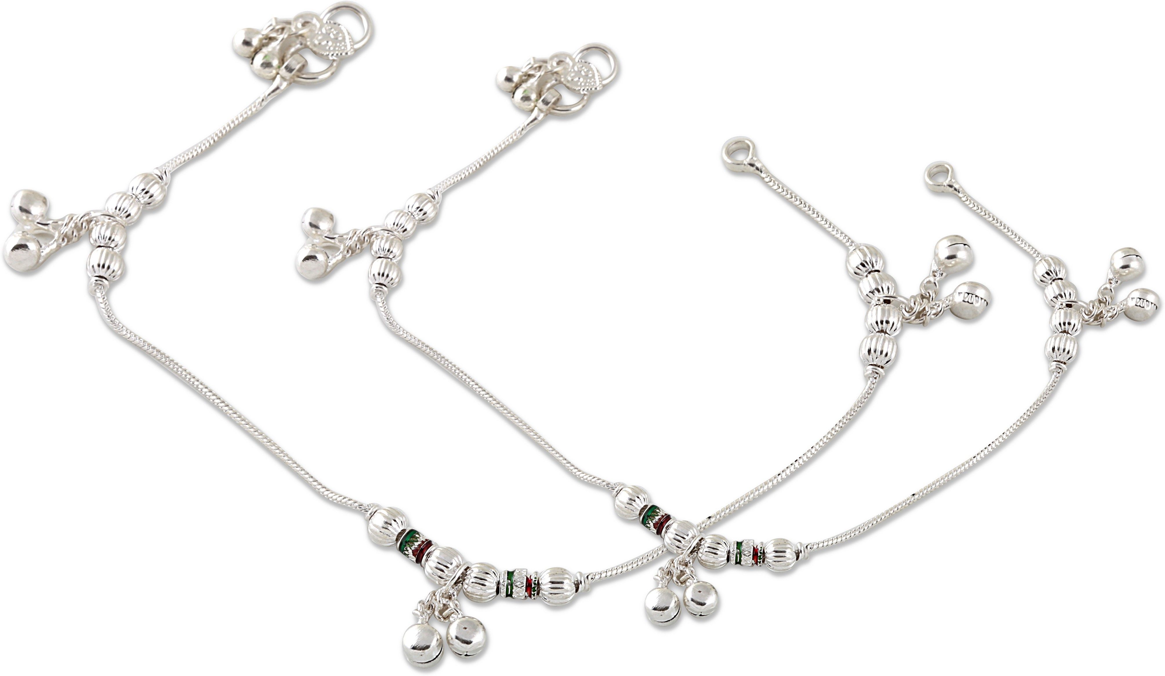 heer collection Jewellery for All Occassions Traditional White Metal Anklets Payal Pair for Women/Girls Alloy Anklet-picture-23