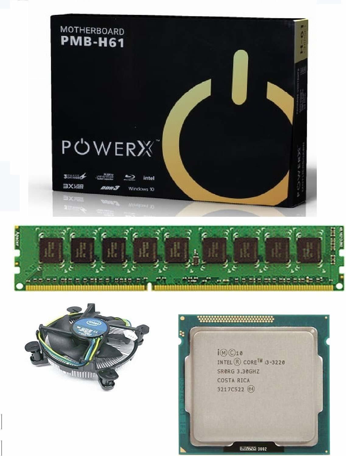 powerx H61 Motherboard Kit with Intel Core i3 8GB DDR3 RAM Combo Motherboard