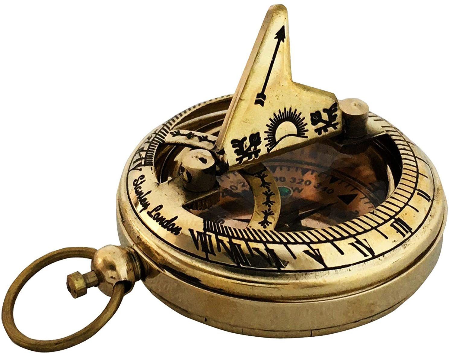 ascent india Brass Push Button Sundial Compass Collectible Pocket Compass Gift Compass-picture-20