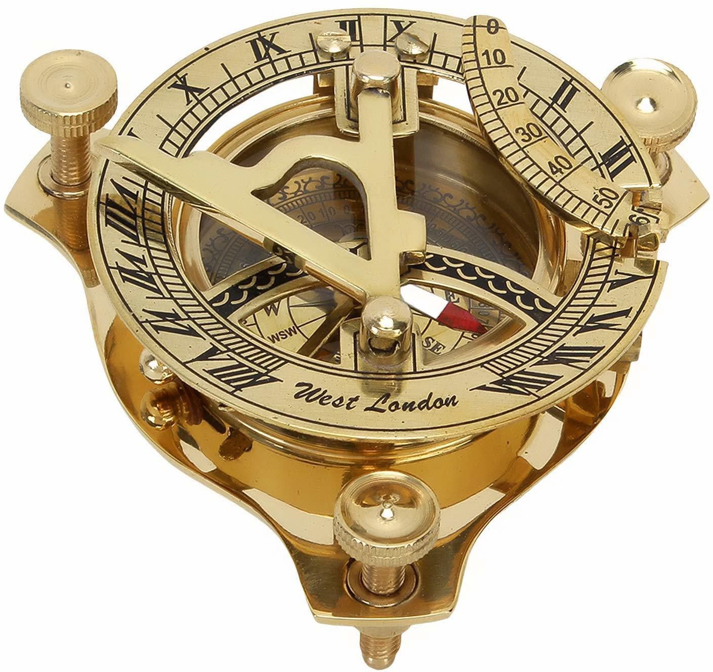 ascent india Brass Sundial Compass Collectible Shinny Finish Tabletop Decorative Compass-picture-16