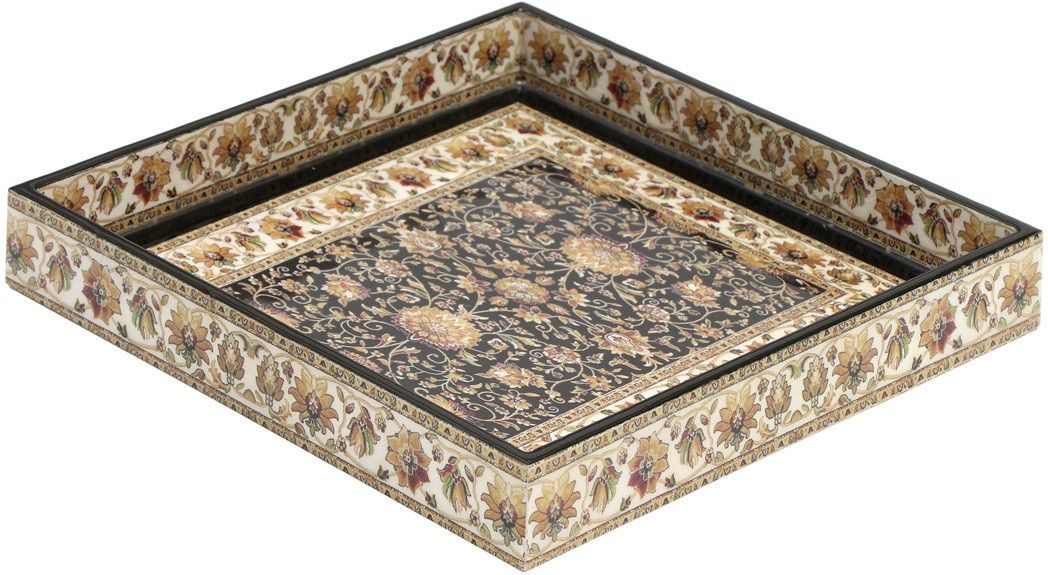 duli Enamel Coated Multipurpose Tray in MDF 10x10 inches | Serving Tray for Home & Dining Table | Multipurpose Tray | Water & Heat Resistant Durable ( Bluedrop ) Tray-picture-47