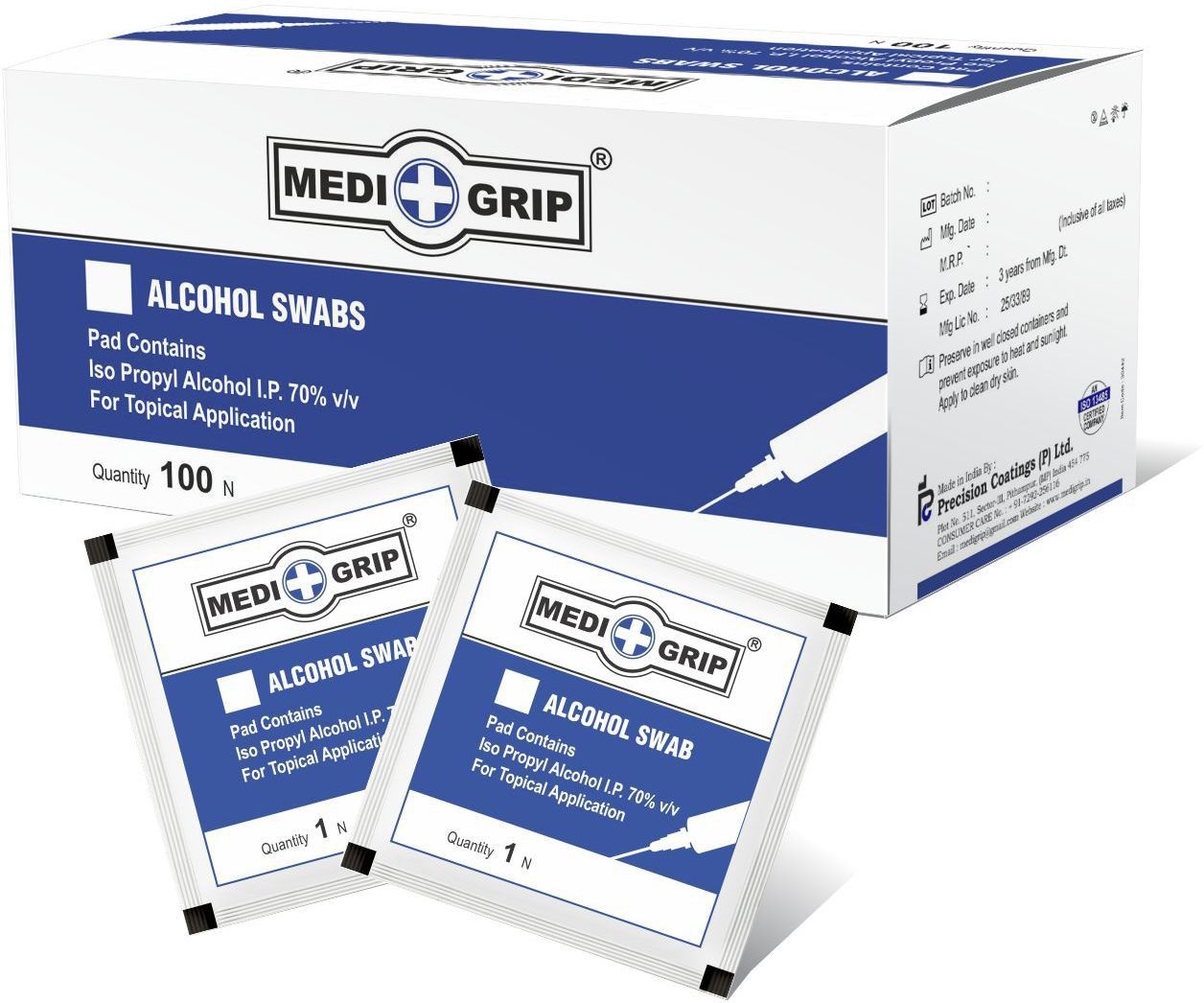 medigrip Alcohol Swabs Pre-Injection Prep & Disinfecting Wipes 70% Iso Propyl Alcohol IP v/v-picture-23