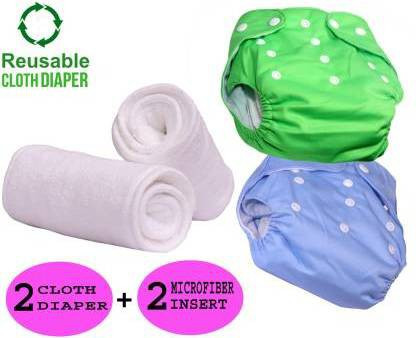 kogar All In One Reusable Washable Soft Cloth Fabric Diaper Nappy With Free Insert For New Born To 2 Year Baby (2Diaper+2Insert) image 1
