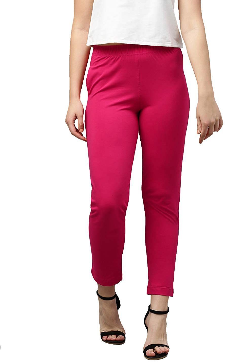 Women Regular Fit Pink Cotton Blend Trousers-image-23