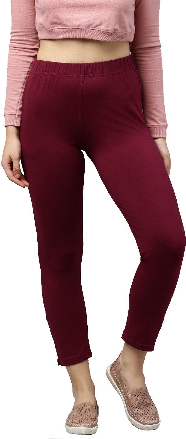 lyra Women Slim Fit Maroon Cotton Blend Trousers-picture-15