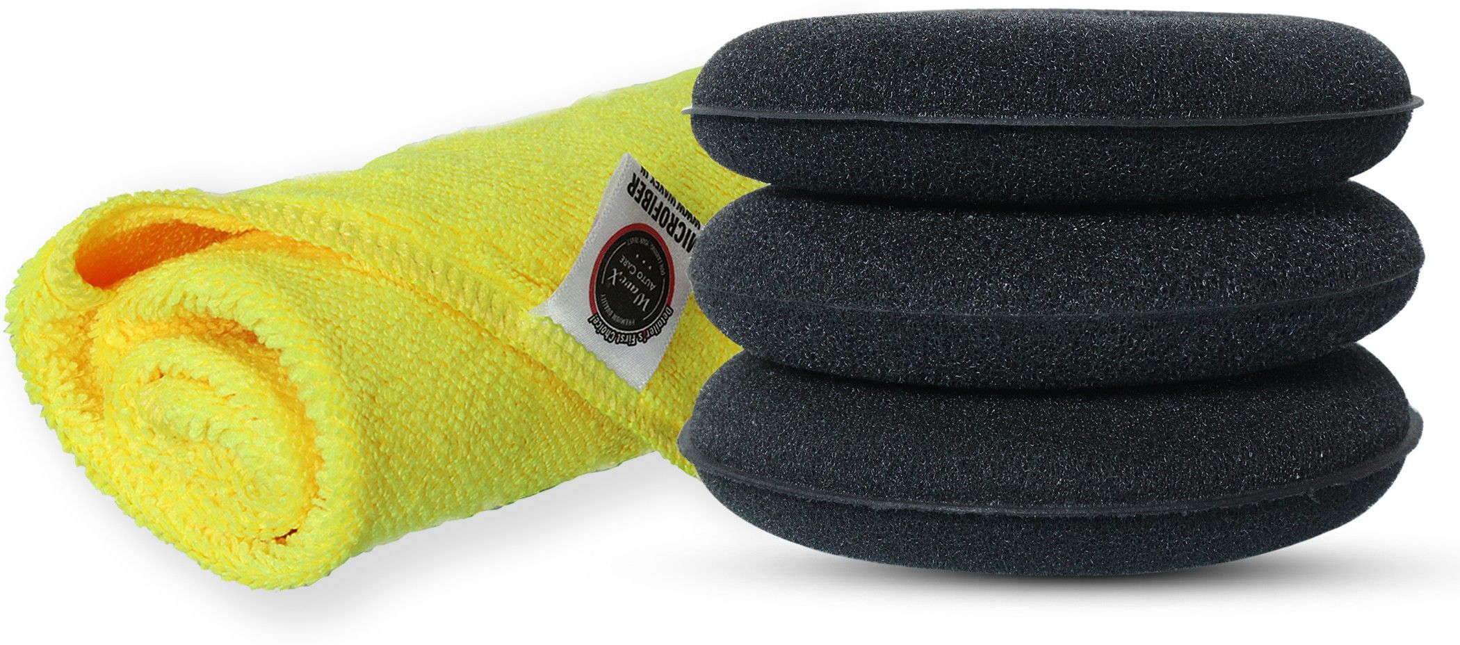 3 Pc Ultrafine 4" Foam Applicator Pads, 1 pc Microfiber Fabric Combo-image-32