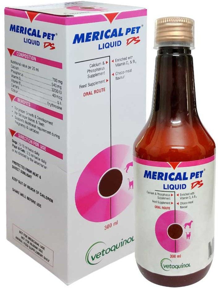 Merical Pet Tonic - Vitamin, Calcium & Mieral Supplement , Oral calcium and phosphorus supplement with a scientific ratio of 1.29:1 300 ml For Dogs Pet Health Supplements-image-39