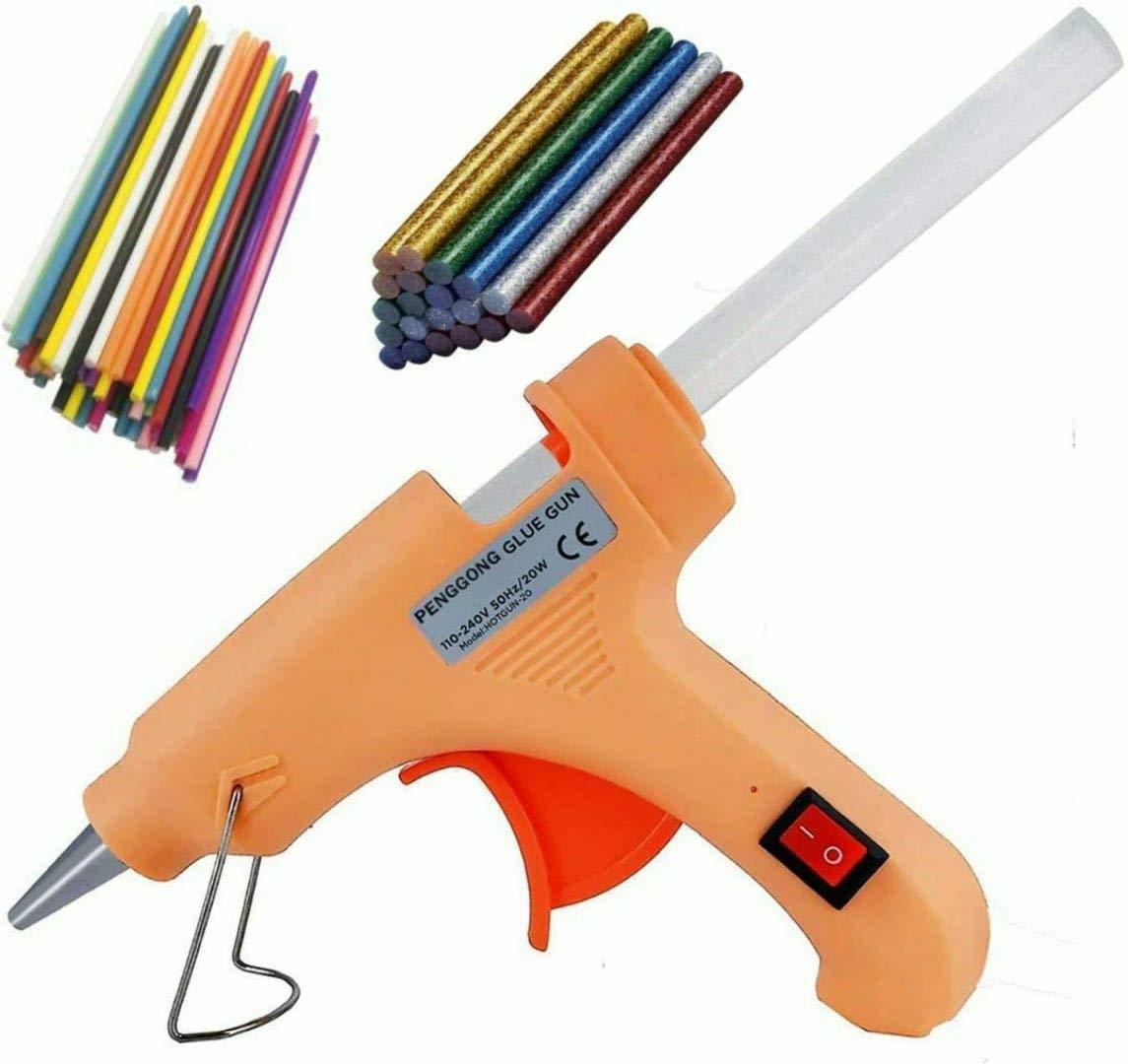 penggong PEACH 20W 20WATT WITH 6 Transparent + 6 Colored + 6 Glitter Sticks Standard Temperature Corded Glue Gun Standard Temperature Corded Glue Gun image 1