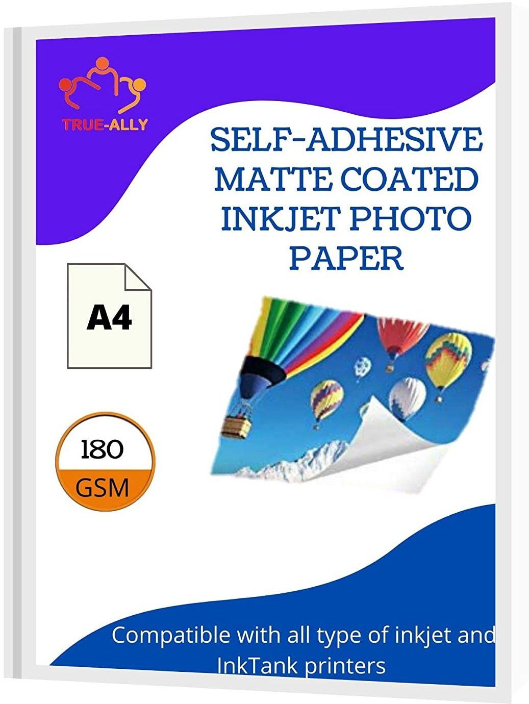 true-ally Sticker Self-Adhesive Matte Finish Photo Paper A4 Size 180 GSM - 20 Sheets (A4-20 Sheet) Unruled A4 180 gsm Photo Paper-picture-36