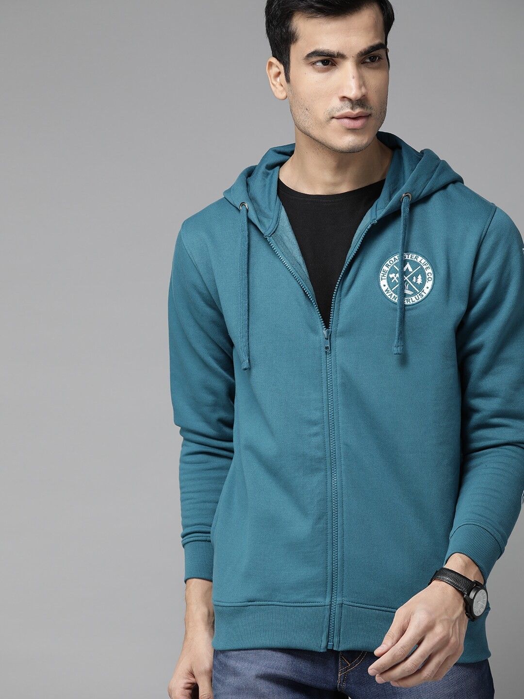 roadster Men Full Sleeve Solid Hooded Sweatshirt-picture-10