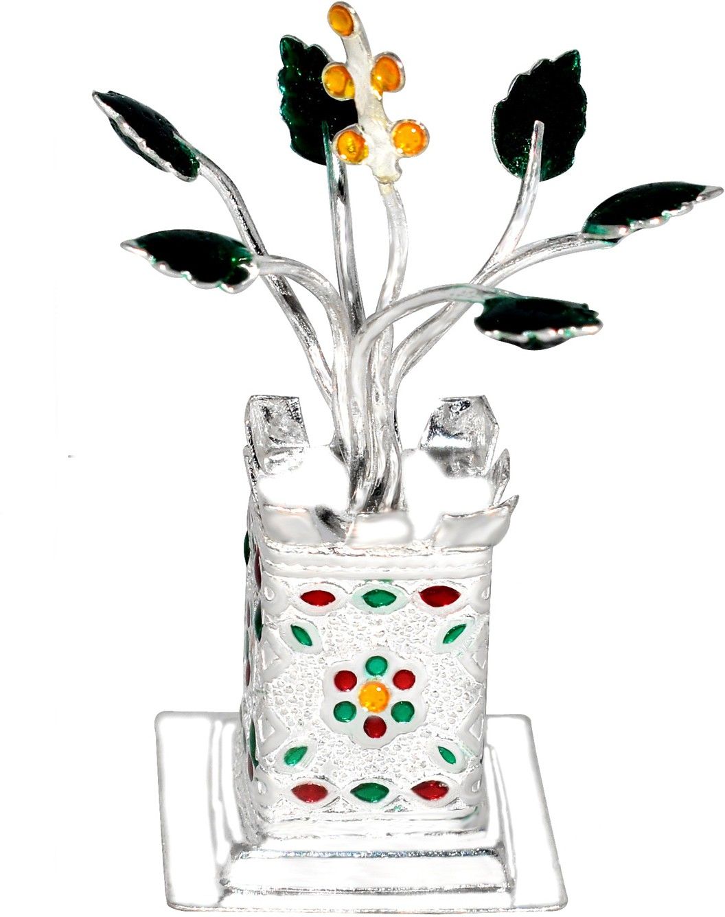 pure silver tulsi plant for pooja and gifting purpose (wt. 12 gms) Decorative Showpiece-5.5 cm-image-46