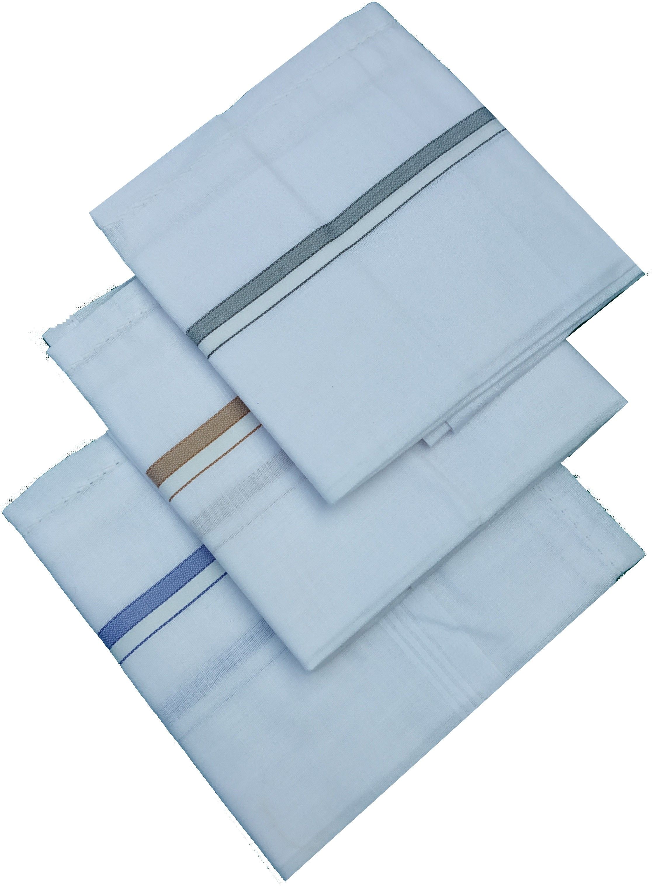 Handloom Bazaar White Handkerchief Set of 3 ["White"] Handkerchief