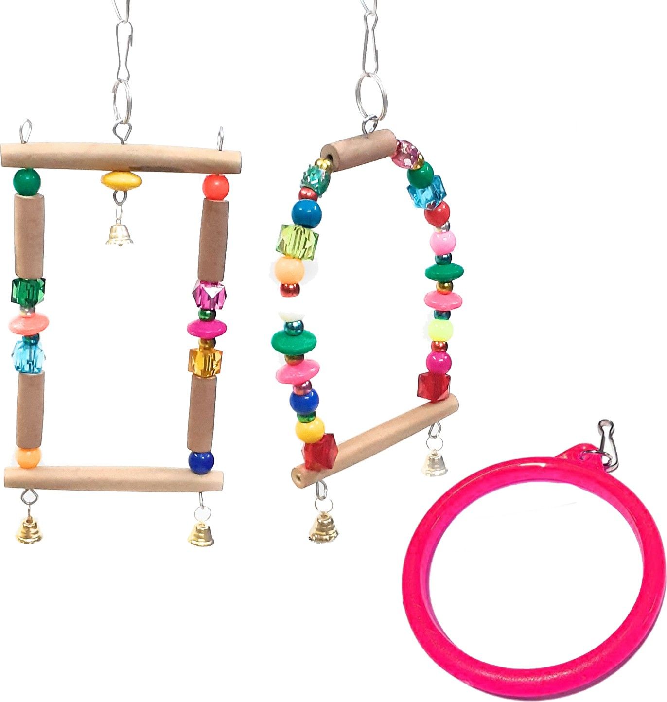 jainsons pet products Bird Toys Best for Love Bird, Parrot, Parakeet, Budgie, Cockatiel pet Birds. 3 Type Bird Swing and Chew Toys Combo Pack of 3 Toys Wooden Chew Toy, Training Aid For Bird-picture-25