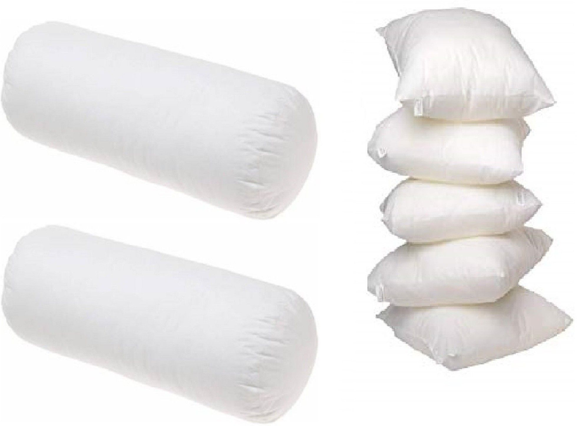 Microfibre Cushion Pack of 7 Solid Combo Set Of 2 Bolster And 5-image-35
