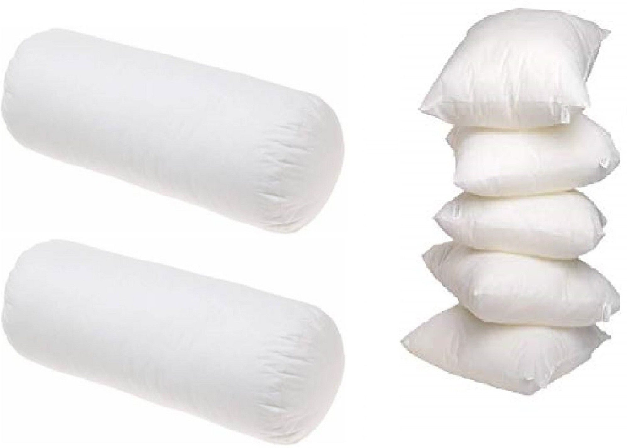 5 Cushion And 2 Bolster Microfibre Solid Bolster Pack of 7