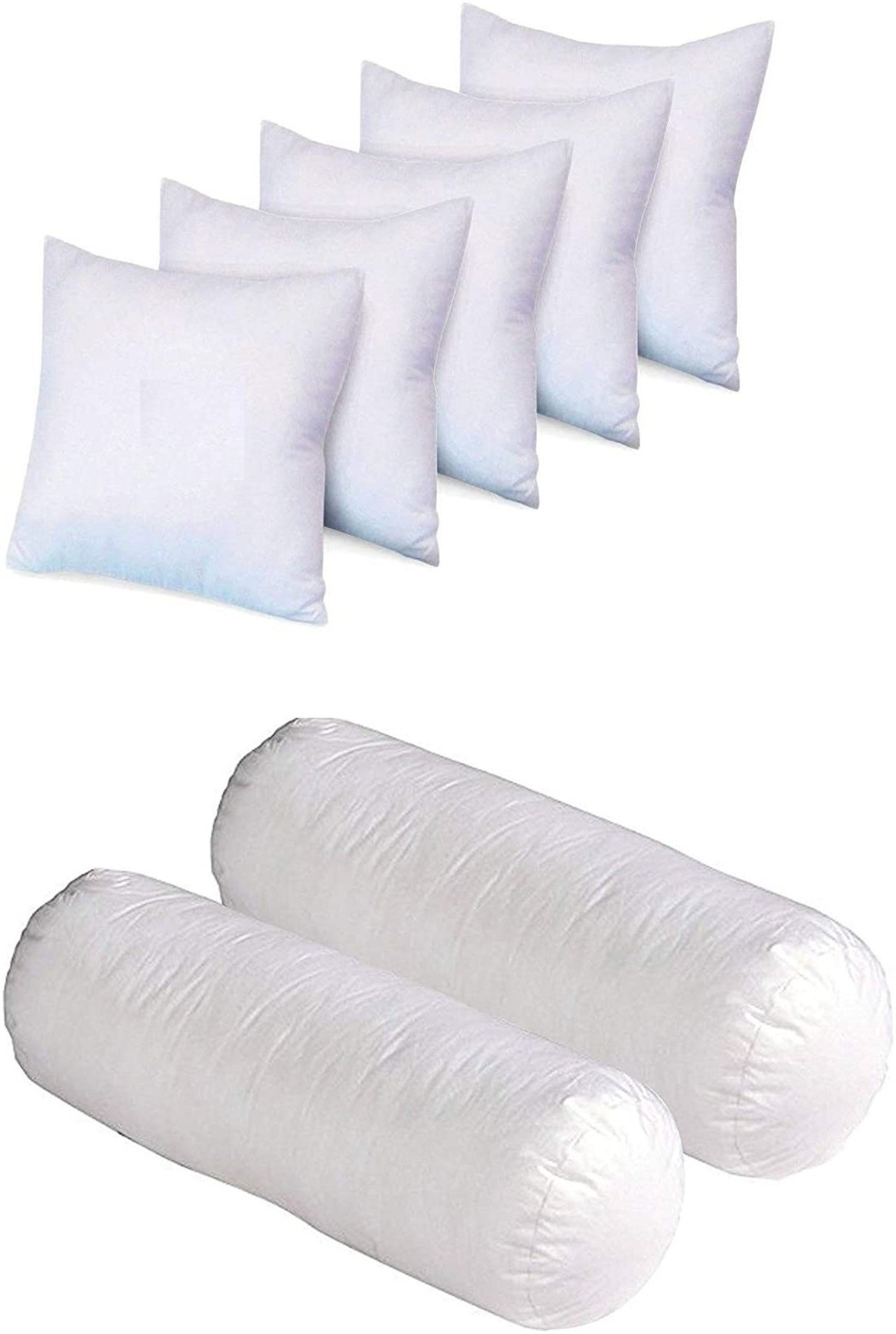 changers Combo Set Of 2 Bolster And 5 Microfibre Solid Cushion Pack of 7 image 1
