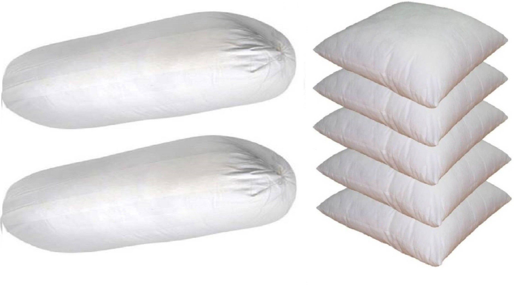 gkm Microfibre Bolster Pack of 7 Solid Combo Set Of 5 Cushion And 2-picture-10