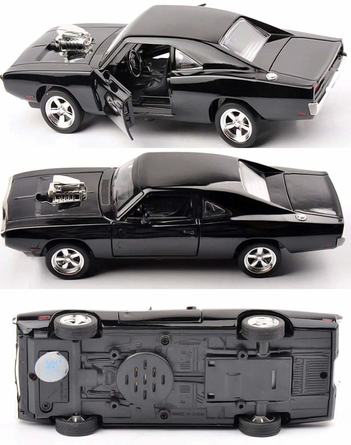 1: 32 die-cast the fast and the furious alloy metal dodge charger model classic cars toys for kids pull back with open able doors, engine cover, tail with front and rear light & music-(Multicolor)