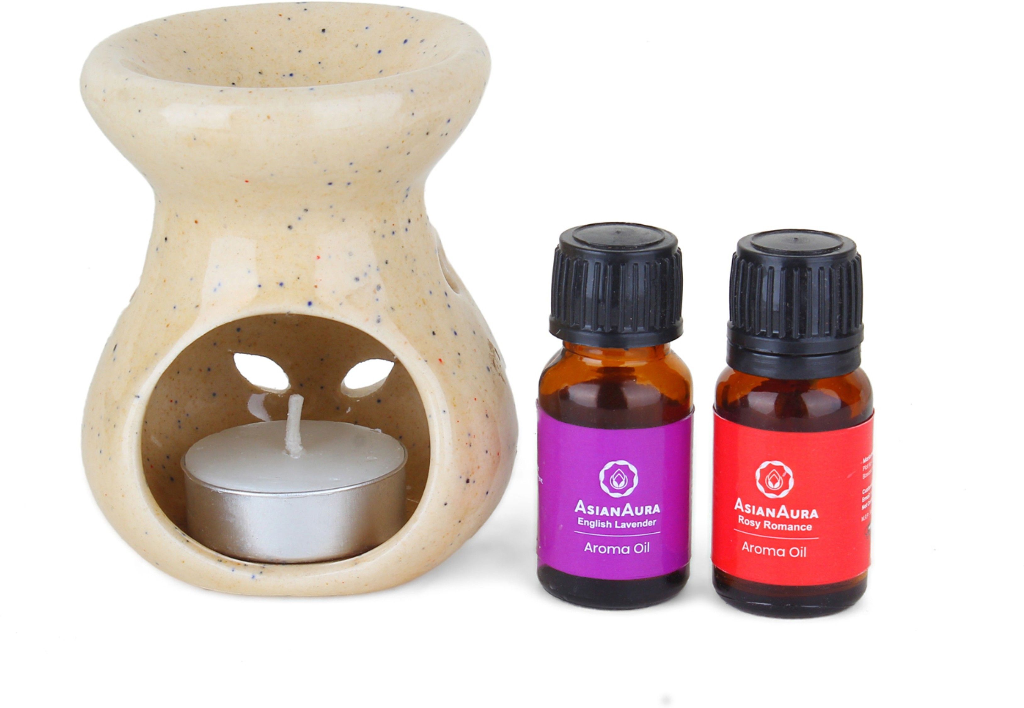 Ceramic Aroma T-Light Diffuser with 2 10 ML Aroma Oil and 1 Tea Light Candle Diffuser Set-image-40