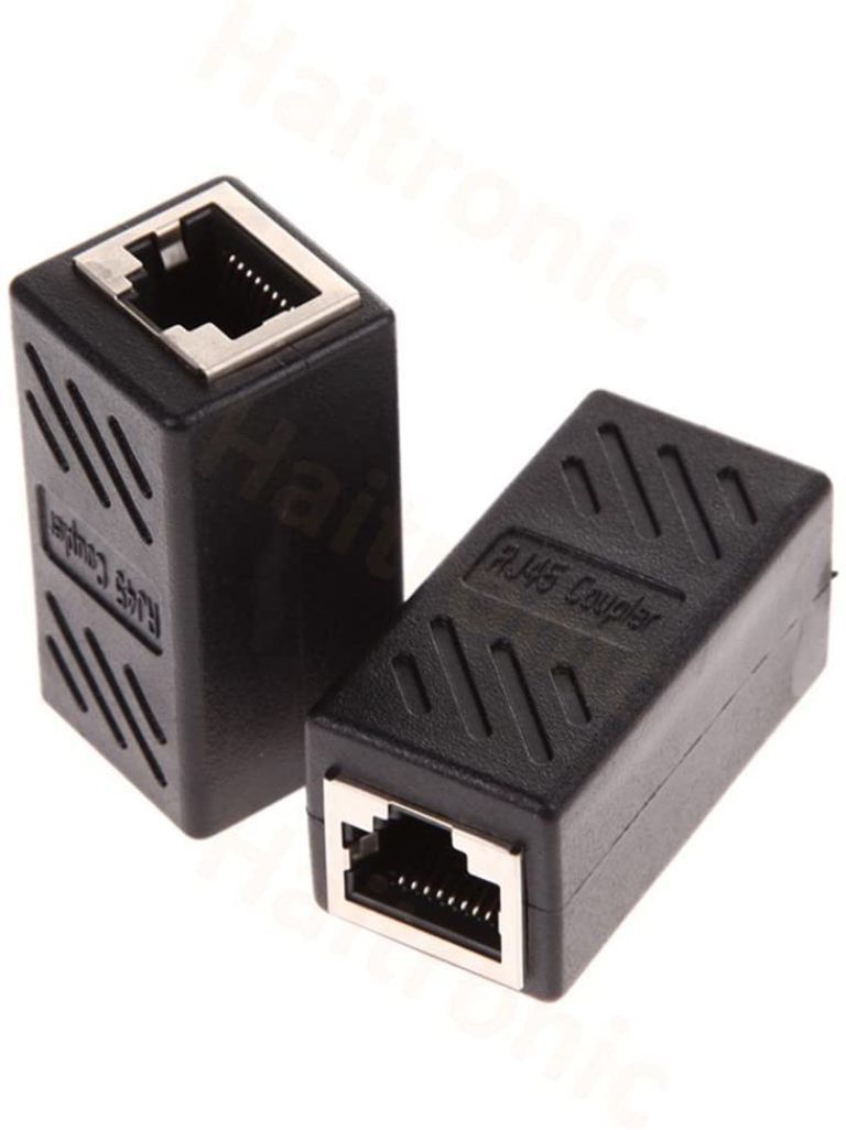 Techy-tech RJ45 pack of 2 Coupler Cat7/Cat6e/Cat6/ Cat5e/ Cat5 Ethernet Cable Extender Adapter Female to Female (Black) Lan Adapter-image-35