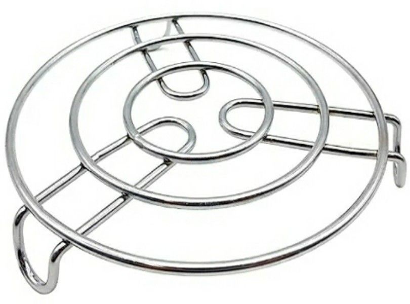 Kitchen Cooking Pot Steaming Tray Stand Stainless Steel Round Cooker Steamer Rack Stand Cookware Tool Mirror Trivet (Pack of 1) Miror Finish Trivet