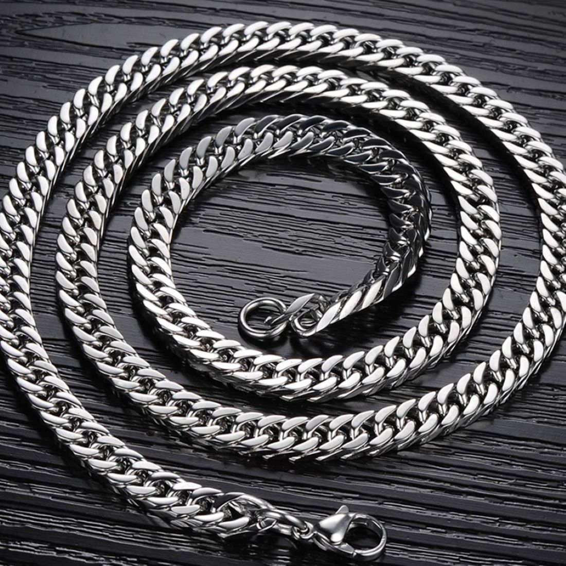 vien MEN HIGH POLISHED GOOD COLOUR QUALITY Sterling Silver Plated Steel Chain-picture-13