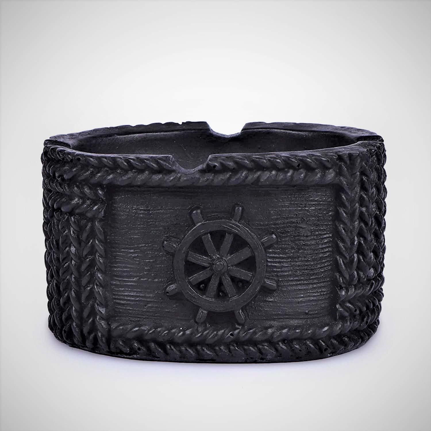 Creation Oval Shape Boat Handle Cigarette Black Polyresin Ashtray-image-26