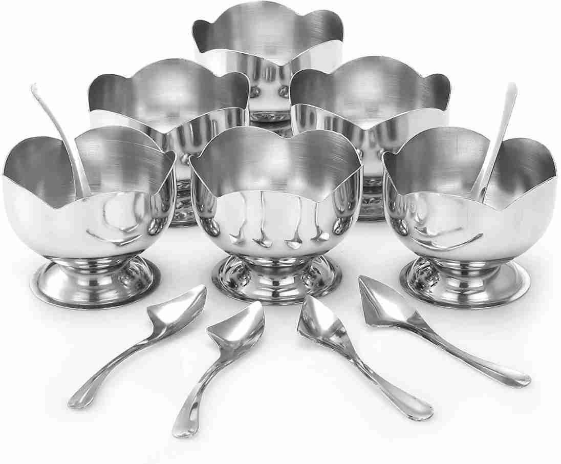 Stainless Steel Dessert Bowl STAINLESS STEEL 6 BOWLS WITH 6 SPOONS (PACK OF 6)-image-34