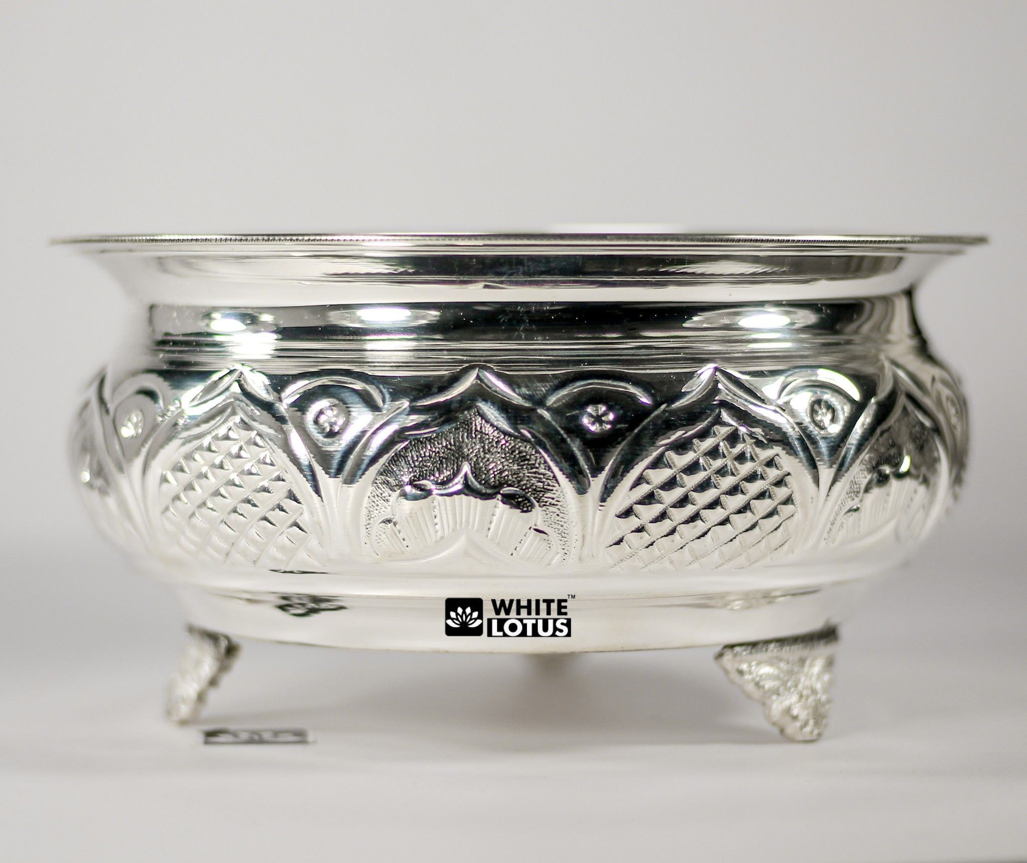 white lotus German Silver Footed Center-Piece Fruit Bowl Silver Plated Decorative Platter-picture-15