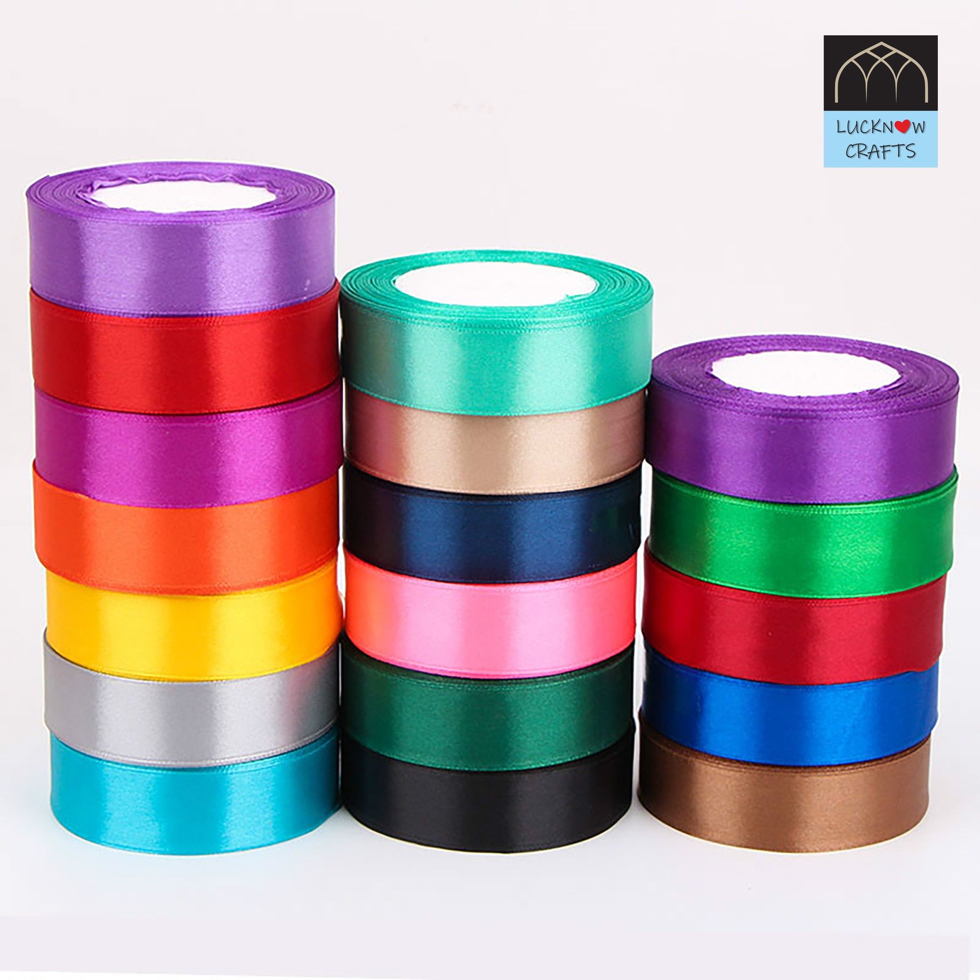 Premium Satin Ribbon | 1/2 inch - 12mm wide, 10 m long - 10 roll | For Gift Wrapping, Wedding Floral Decoration, Embroidery, Girls Hair Bow Clip braiding, Multi-purpose Crafting Multicolor Satin Ribbon