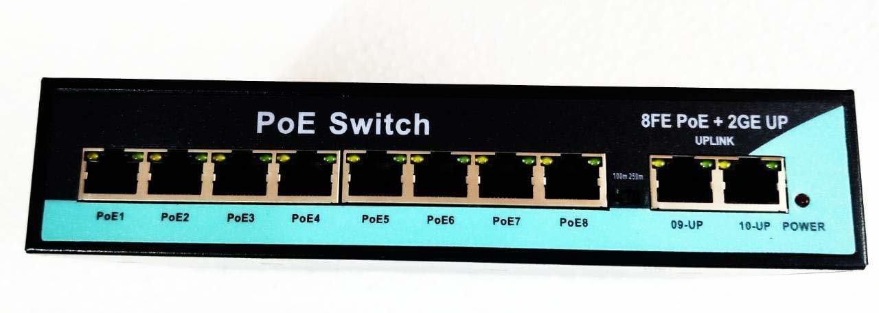 HANUTECH CCTV Camera Poe Switch 8 Port (10/100) + 2 Port Uplink (10/100/1000) Gigabit Networking Poe Ethernet RJ45 Switch 8 Ports 1000 Mbps Network Switch-image-7