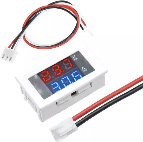 White DC 100V 10A LED Panel Meter Blue + Red Dual Digital Voltamp Tester Detector 0.56" Dual LED Display. Voltmeter-image-36