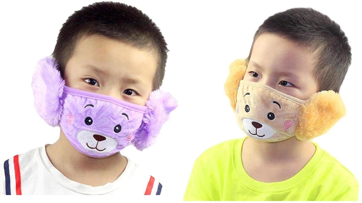 Warm Winter Face Mask with Plush Ear Muffs Covers for Autumn Winter (3 to 10 Years) (Pack of 2) Ear Muff-image-13