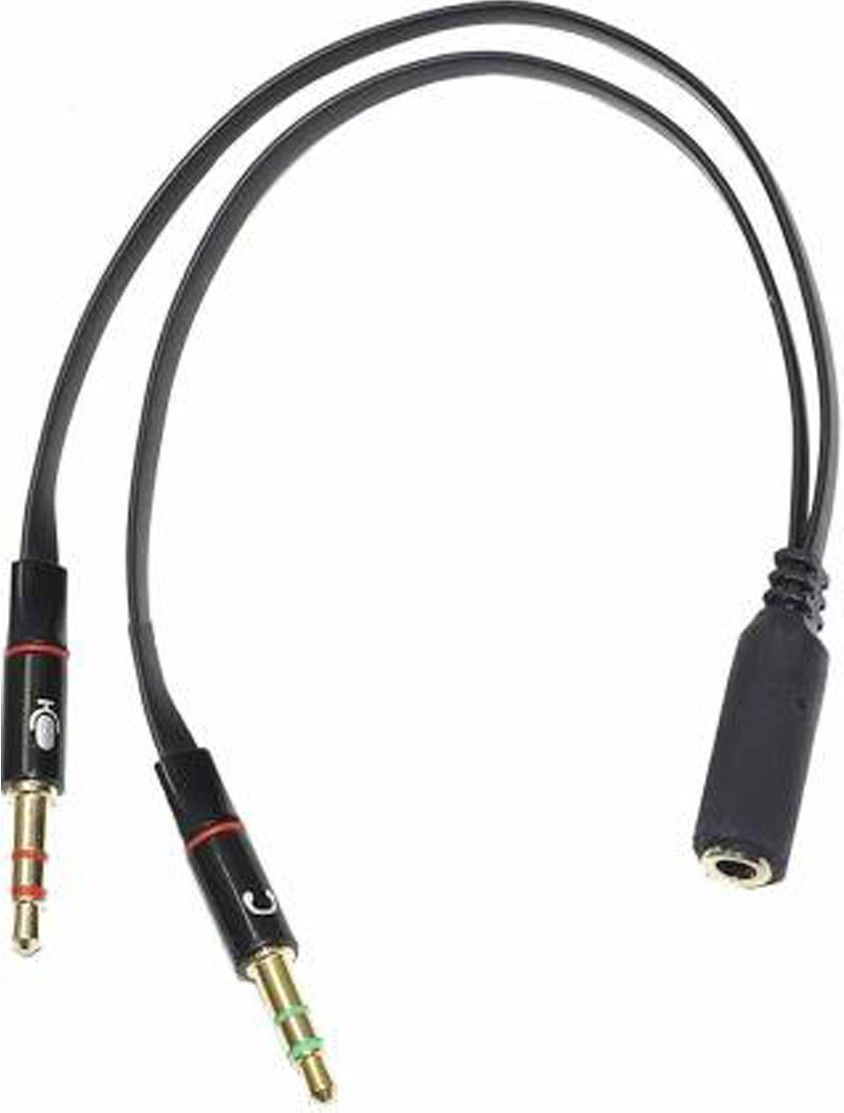 HL Technology Black, White 3.5mm Golden Stereo Mini Jack 1 Female to 2 Male Earphone Headphone Microphone S Flat Audio Cable Phone Converter-image-34