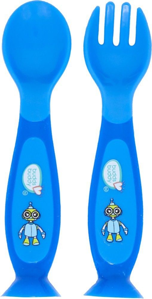 Premium BPA Free Suction Spoon and Fork (2 Pcs)- Silicon