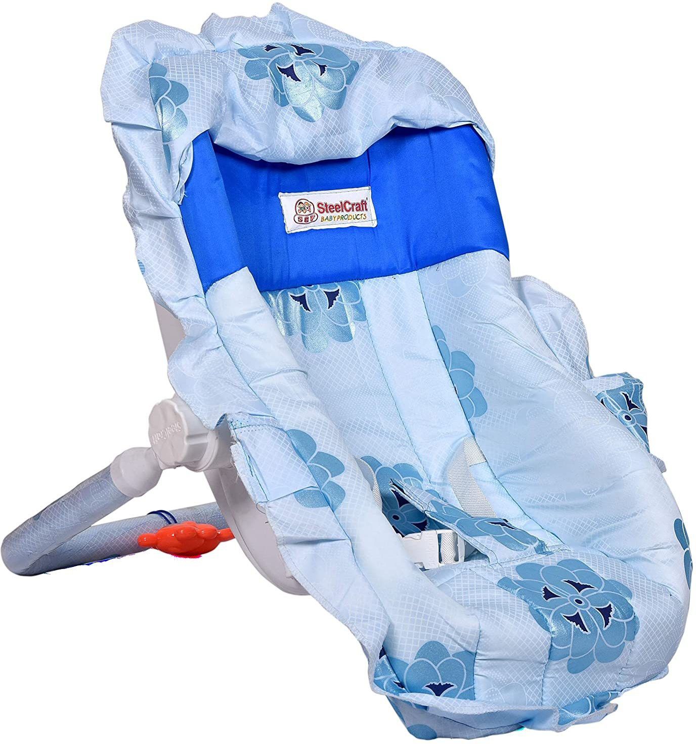 baby Carry Cot Cum Bouncer - 10 in 1 - Feeding Chair, Baby Carrier, Baby Chair, Rocker, Bath TUB, Carrying, Bouncer, Storage Box & Baby Swing with Mosquito Net Rocker and Bouncer (Blue) Rocker and Bouncer