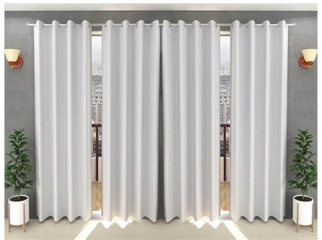 214 cm (7 ft) Door Polyester Semi Transparent Curtain (Pack Of 4)-image-21
