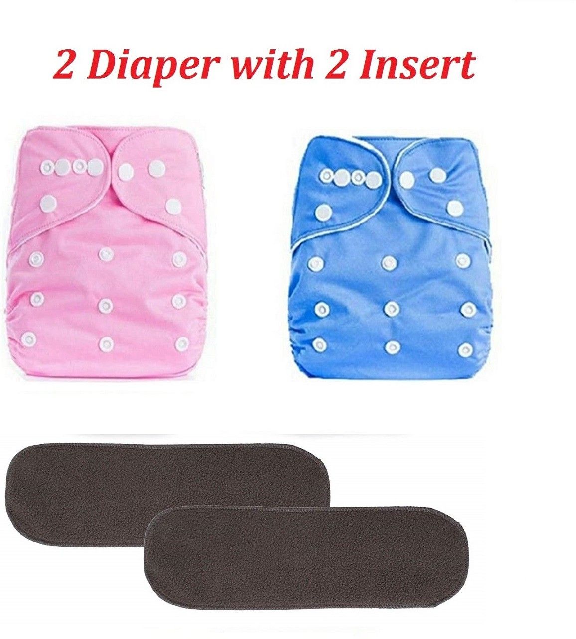 Newborn Baby Reusable Cloth Diapers, Washable Adjustable Infants Diaper Nappies with Inserts, Pink and Sky Blue- (0-24 Months, Inserts, Pads Included) - Pack/Combo of (2 Cloth Diapers+2 Inserts) 4 Pcs-image-21
