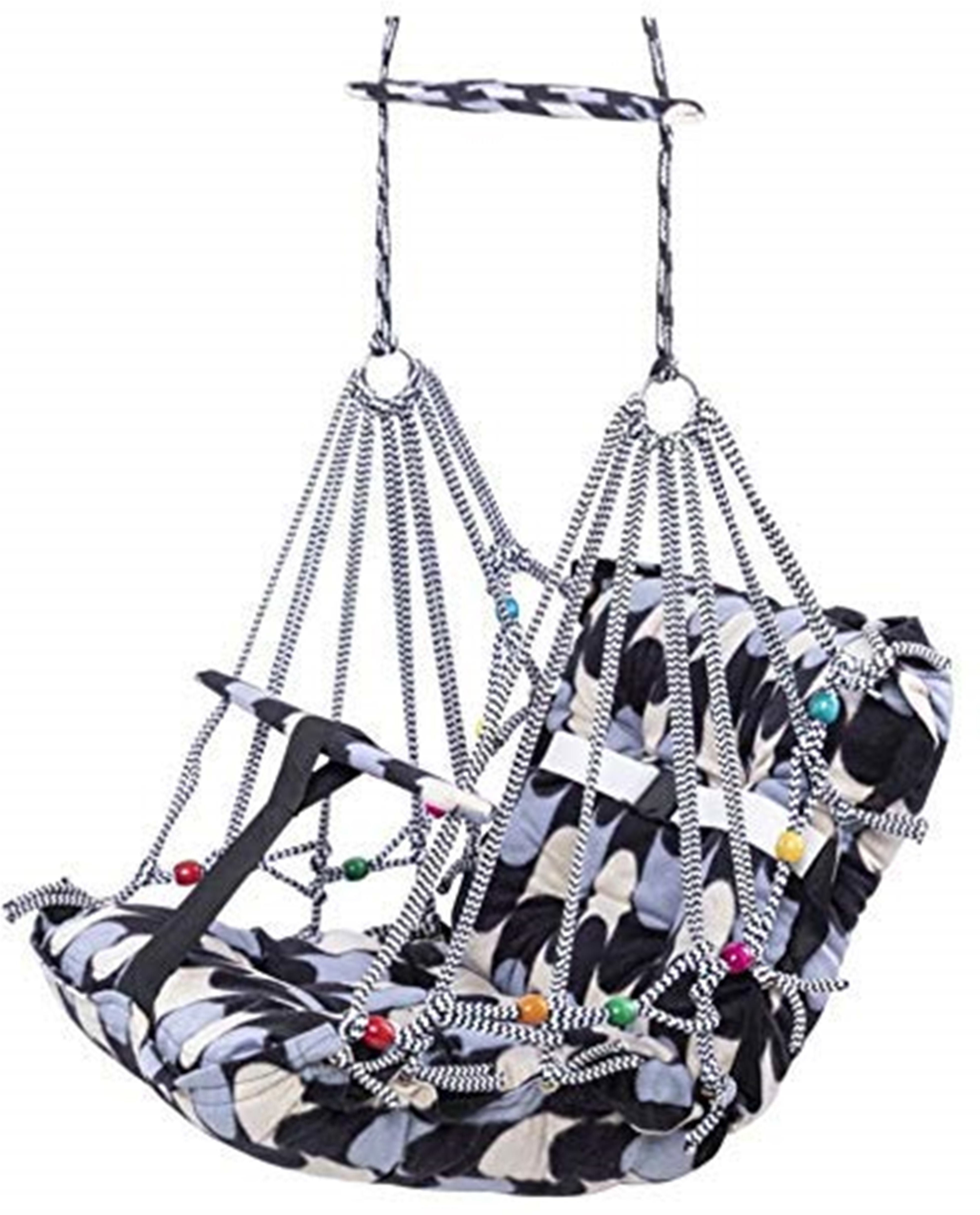 Cotton Swing for Kids, Chair Jhula for 1-3 Years Old Babies with Safety Belt, Washable and Folding Jhula, Home & Garden Children Jhula, Baby Swings for Indoor & Outdoor (Multicolour) Swings