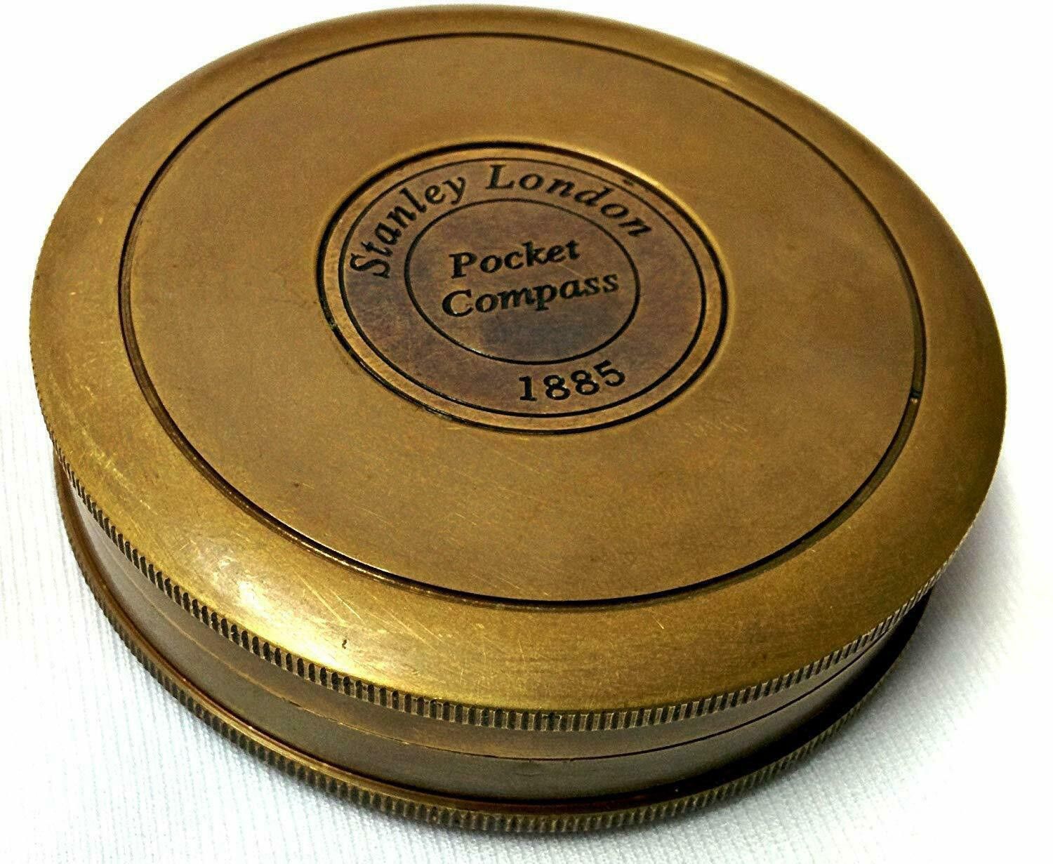 Antique Vintage Brass 3" Compass Maritime Stanley London 1885 compass Gift Item Compass