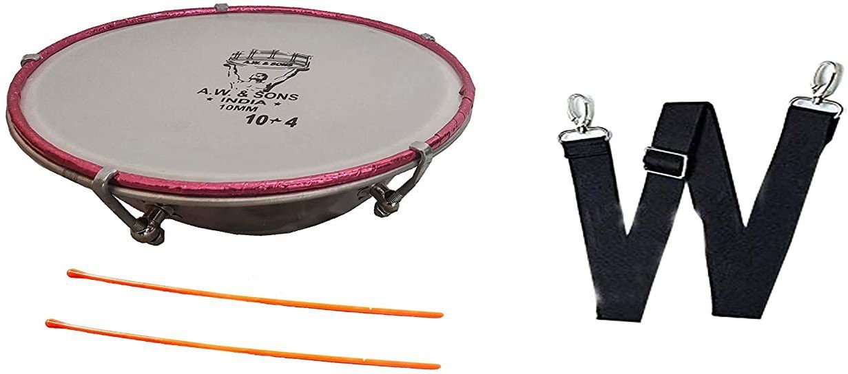 Dhol Tasha Drum 11 inch (10x4) with Stick and belt Nut & Bolts Dholak-image-11